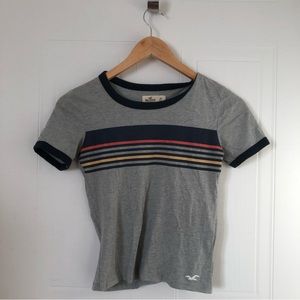 Hollister Grey Striped Crop Top